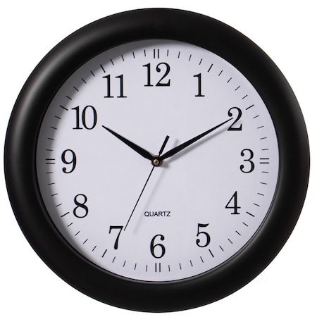 Clockswise Decorative Classic Black Round Wall Clock For Living Room, Kitchen, Dining Room, Plastic QI004510.BK